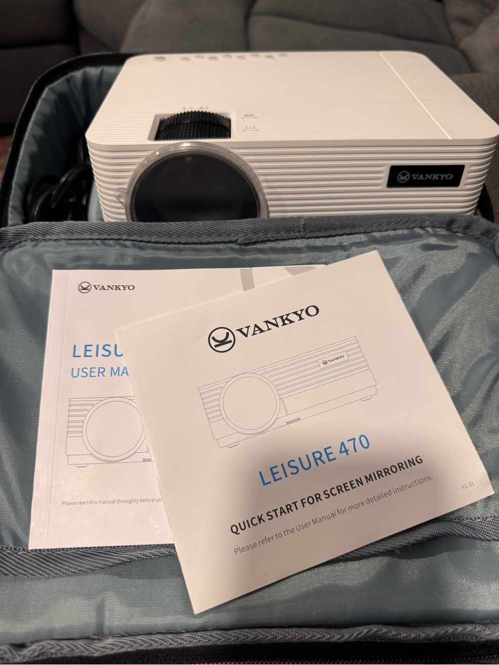 Leisure 470 White Portable Projector - Compact Home Theater